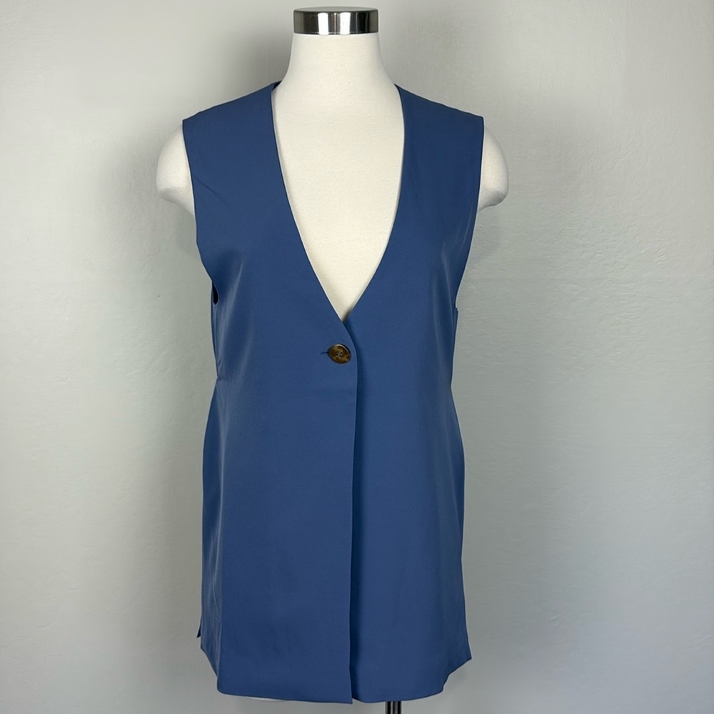 Jason Wu Long Vest‎ Size S Belted Back Single Button Front Designer Quiet Luxury